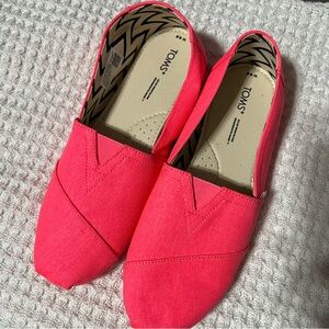 Toms Alpargatas, women’s size 9.5.  Solid neon pink. Never worn.